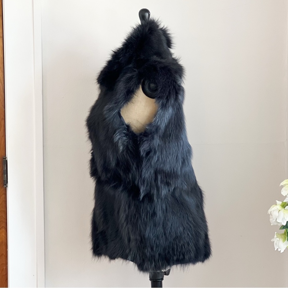 SAM. New York Black Fox Fur Vest Coat Size M/L - Picture 5 of 9